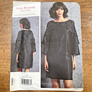 Vogue Sewing Pattern V1601 ISAAC MIZRAHI 2018 Shift Dress Tiered Sleeves Sz 6-14